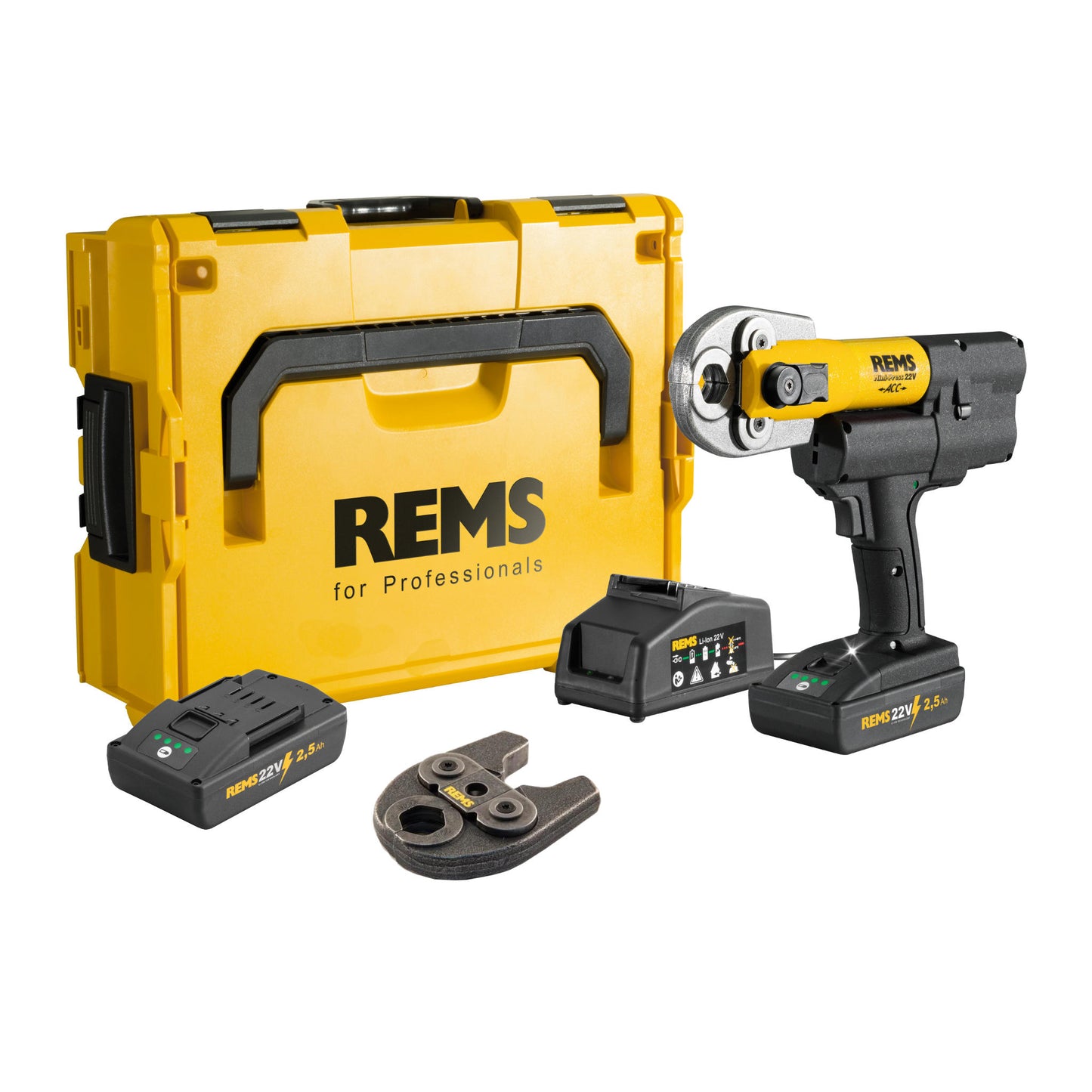 REMS 578014X03 Mini-Press 22v ACC 2-Tong Kit + FREE gifts (2x2.5Ah)