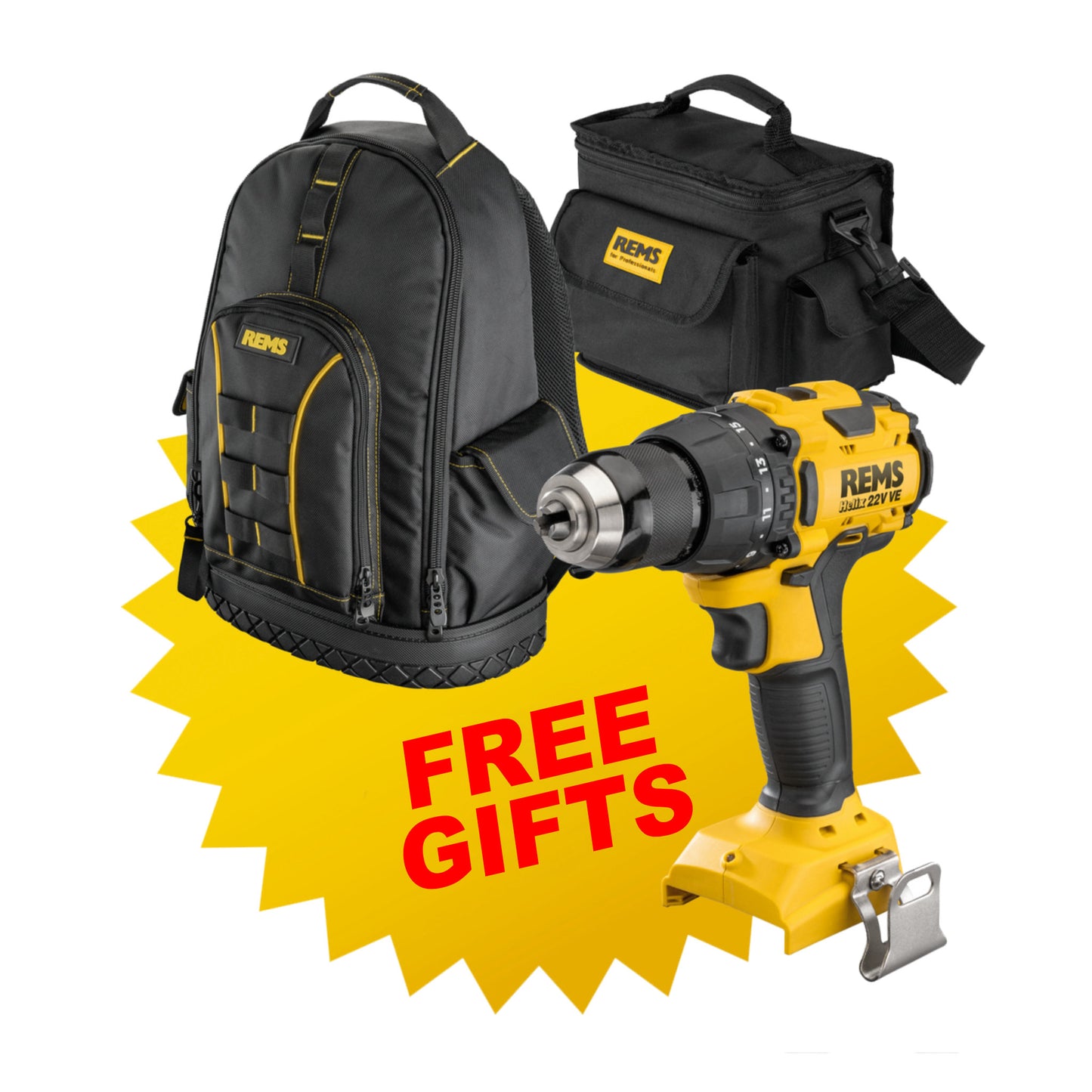 REMS 578016X03 Mini-Press S 22v ACC 2-Tong Kit + FREE gifts (2x2.5Ah)