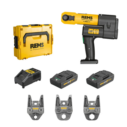 REMS 576011X03 Akku-Press 22v ACC 3-Tong Kit (2x2.5Ah)