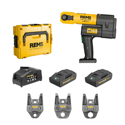 REMS 576011X03 Akku-Press 22v ACC 3-Tong Kit + FREE gifts (2x2.5Ah)