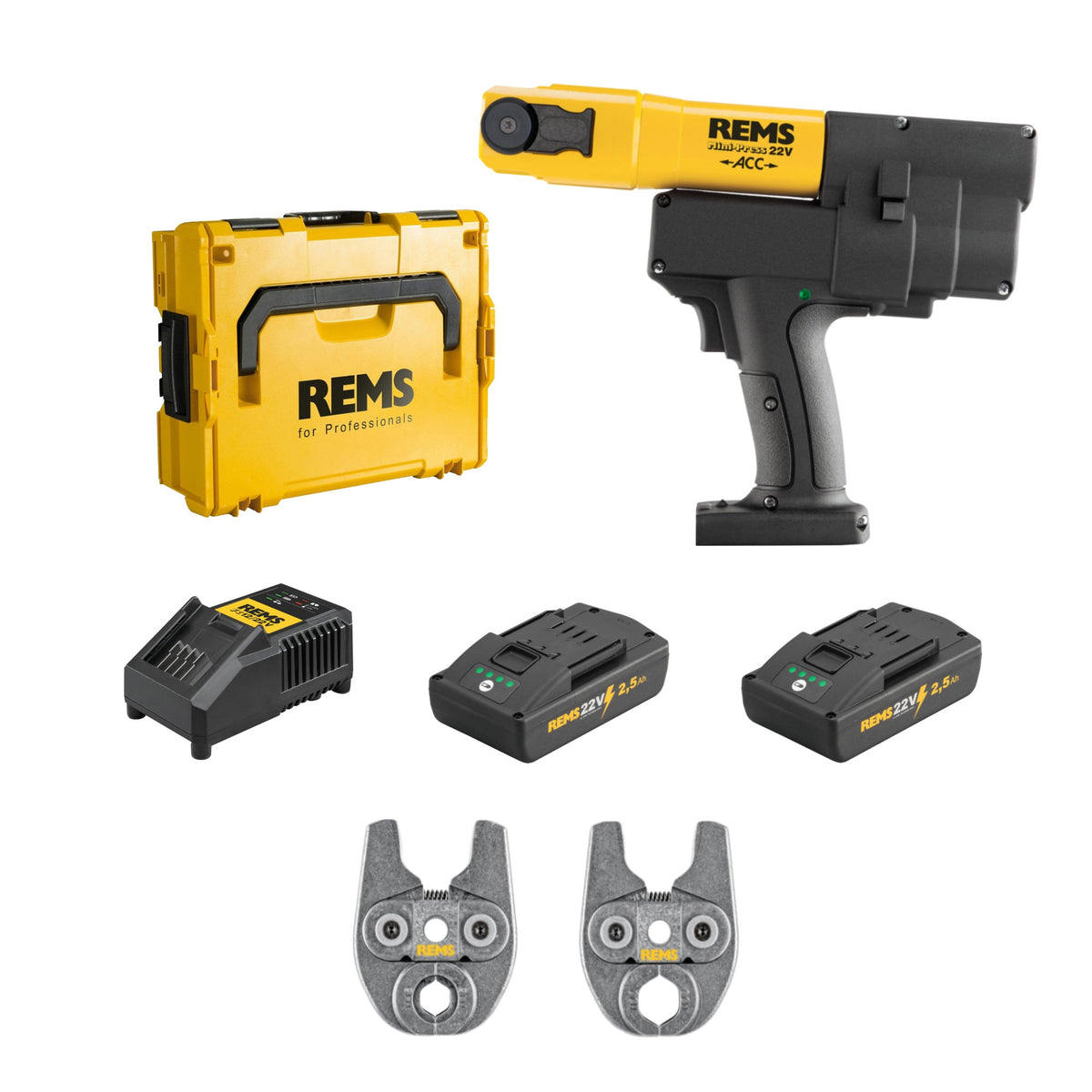 REMS 578014X02 Mini-Press 22v ACC 2-Tong Kit (2x2.5Ah)