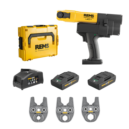 REMS 578014X03 Mini-Press 22v ACC 3-Tong Kit (2x2.5Ah)